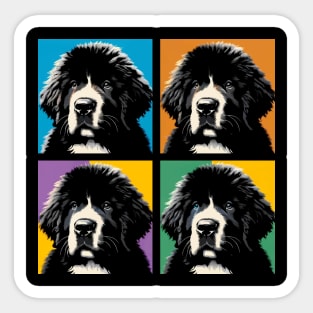 Pop Retro Newfoundland Art Painting - Cute Puppy Sticker